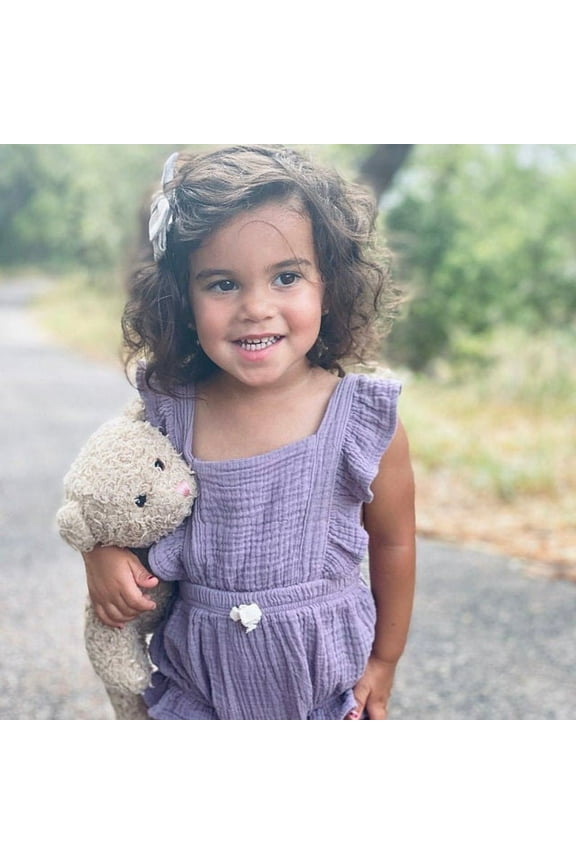 Baby Girls Cotton Lavender Frill Romper Cake Smash Spring Summer Romper 9-12M