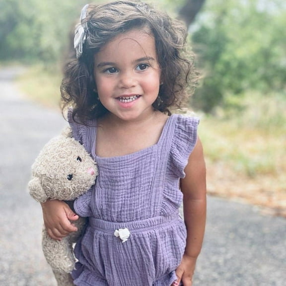 Laurenza's Baby Girls Cotton Lavender Frill Romper Cake Smash Spring Summer Romper 9-12M