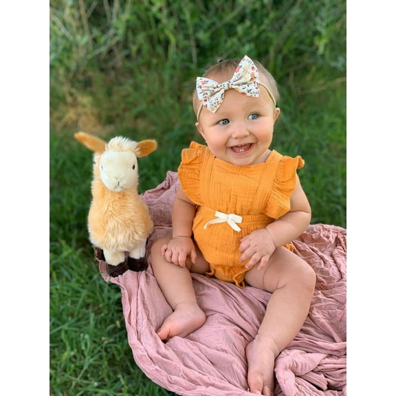 Laurenza's Baby Girls Mustard Summer Cotton Frill Romper 9-12M