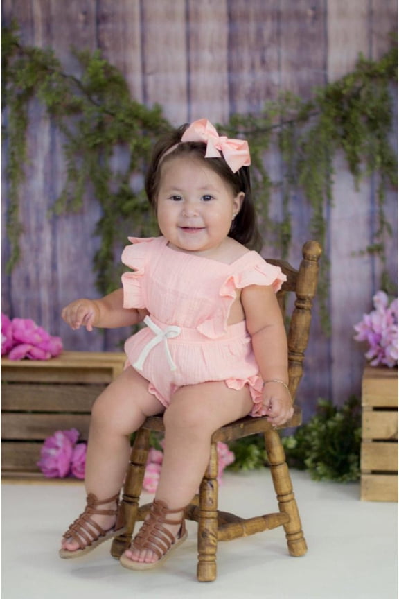 Baby Girls Salmon Pink Summer Cotton Frill Romper 6-9M