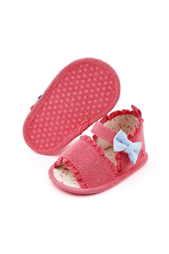 Baby Girls Summer Coral Floral Soft-Sole Sandals Size 3 12-18M