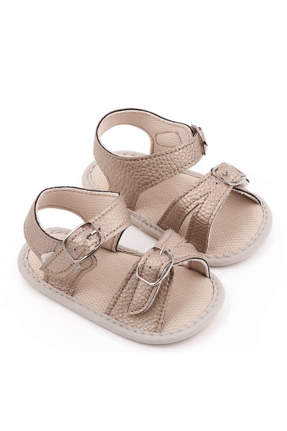 Baby Girls Summer Leather Gold Buckle Sandals Size 2 6-12M