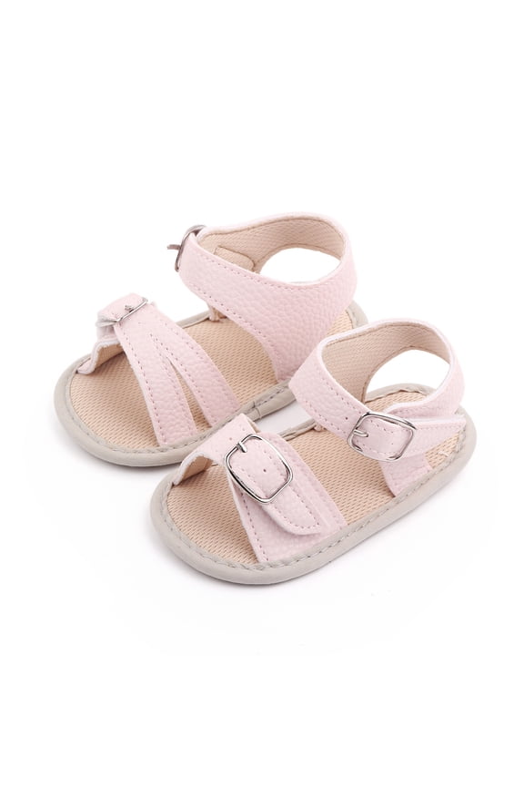 Baby Girls Summer Leather Light Pink Buckle Sandals Size 2 6-12M