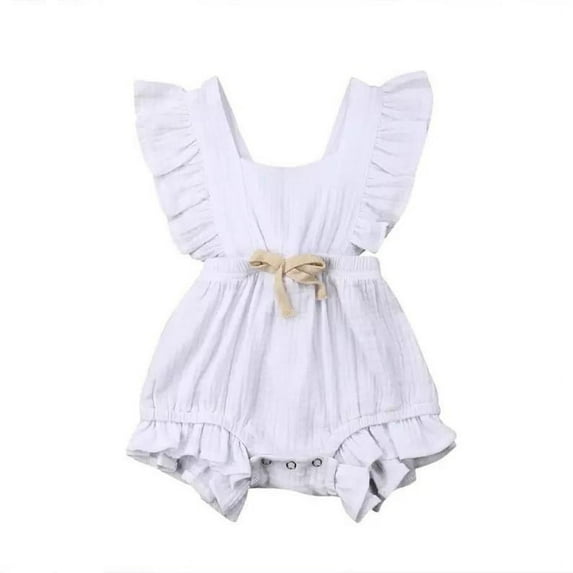 Laurenza's Baby Girls White Summer Cotton Frill Romper 18-24M
