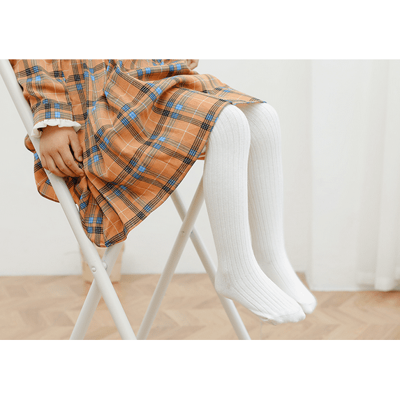 Laurenza's Baby Toddler Girls White Ribbed Tights 4-6Y Winter Pants