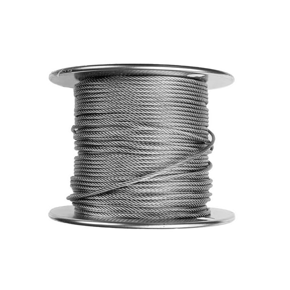 Laureola 1/8" Stainless Steel Aircraft Wire Rope | 304 Grade 7x19 Strand | 500ft Spool | Durable Marine Cable for Rigging, Construction, DIY Projects