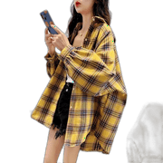 Lauret Shirt Women'S Loose Long Sleeves Retro Wild Spring And Autumn New Retro Hong Kong Flavor Korean Ladies Coat Khaki 2Xl