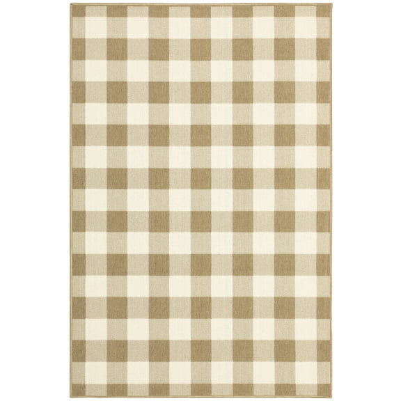 Laurette Geometric Outdoor Area Rug, Tan/ Ivory 1, 3' x 5'