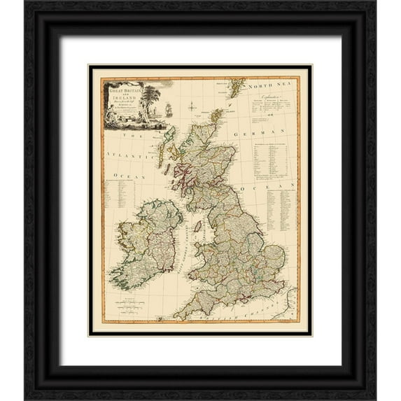 Laurie 12x14 Black Ornate Wood Framed with Double Matting Museum Art Print Titled - Ireland England Scotland Wales - Laurie 1794