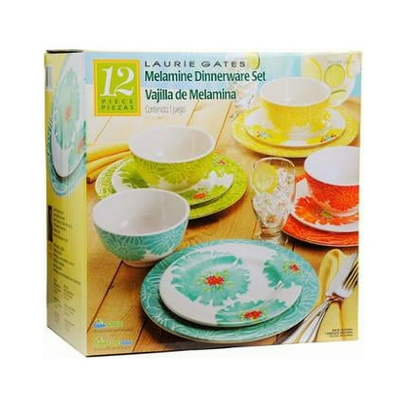 Laurie Gates - 12 Piece Melamine Dinnerware Set