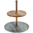 thumbnail image 1 of Laurie Gates California Designs Grey Marble and Acacia Wood 2 Tier Server, 1 of 2
