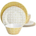 thumbnail image 1 of Laurie Gates California Designs Summer Bloom 12 Piece Melamine Dinnerware Set in Gold, 1 of 2