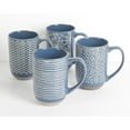 thumbnail image 1 of Laurie Gates Madrina 4 Piece 19 Ounce Stoneware Assorted Designs Mug Set in Blue, 1 of 6