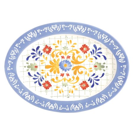 Laurie Gates Tierra 13.8 Inch Hand Painted Stoneware Serving Platter