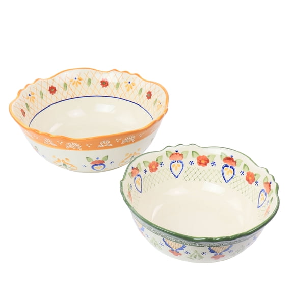 Laurie Gates Tierra 2 Piece Stoneware Bowl Set in Floral