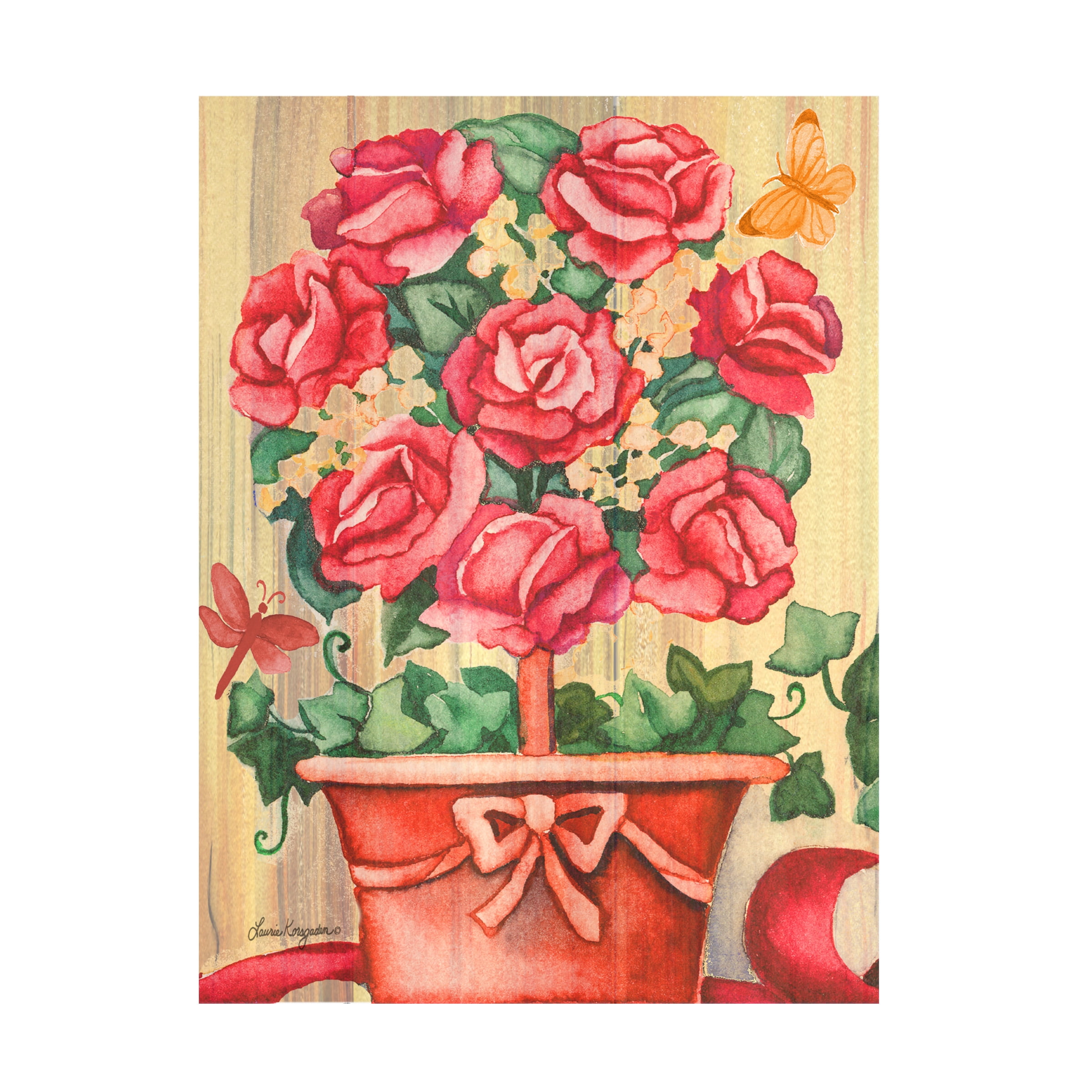 Laurie Korsgaden Red Rose Topiary Canvas Art, 18" x 24"