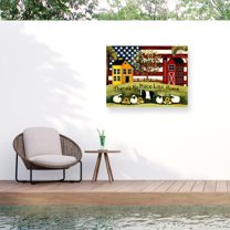Laurie Korsgaden 'Yellow Red Homes' Outdoor Canvas 35x47