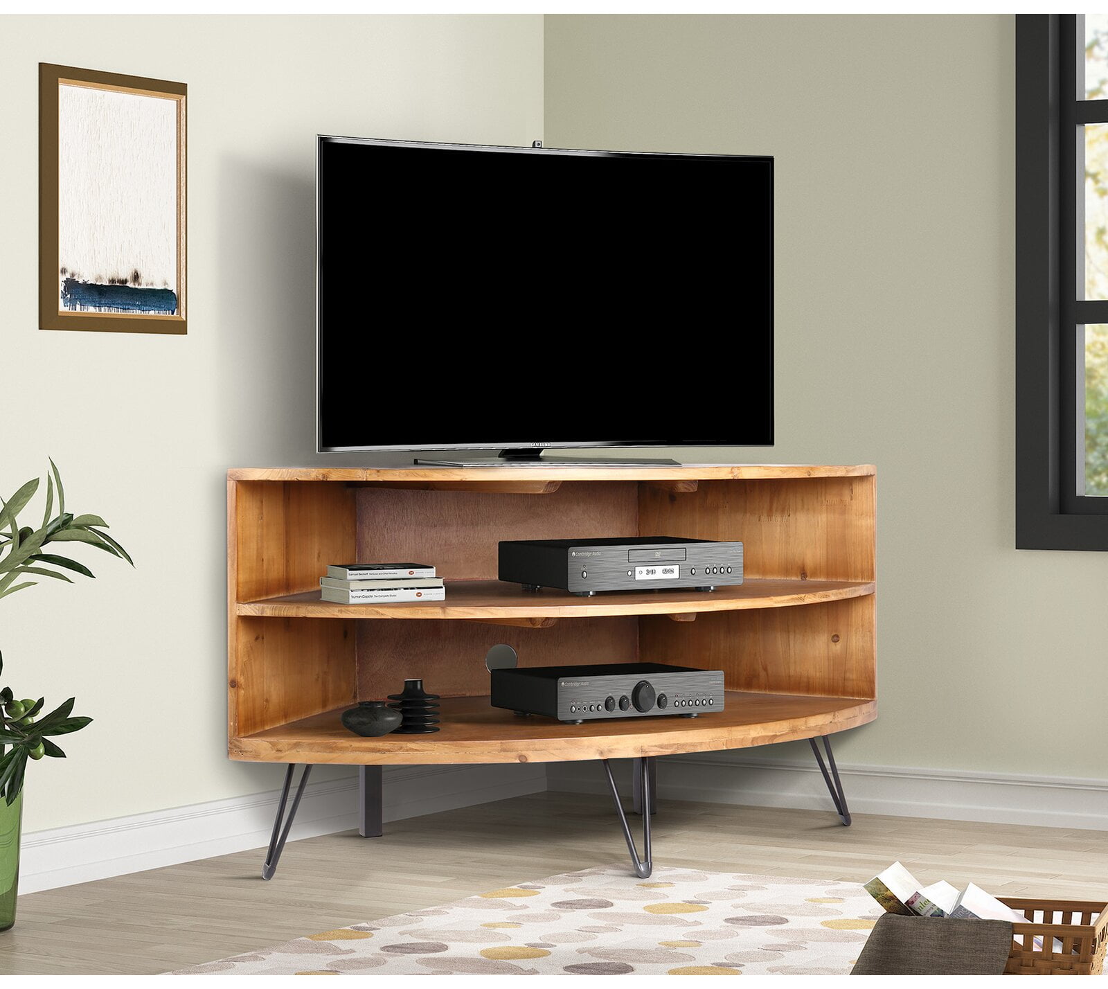 Laurine solid wood corner tv stand deals