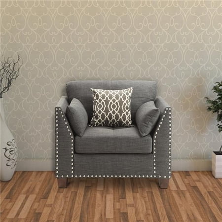 Laurissa Chair with 3 Pillows - Light Charcoal Linen - 35 x 34 x 31 in.