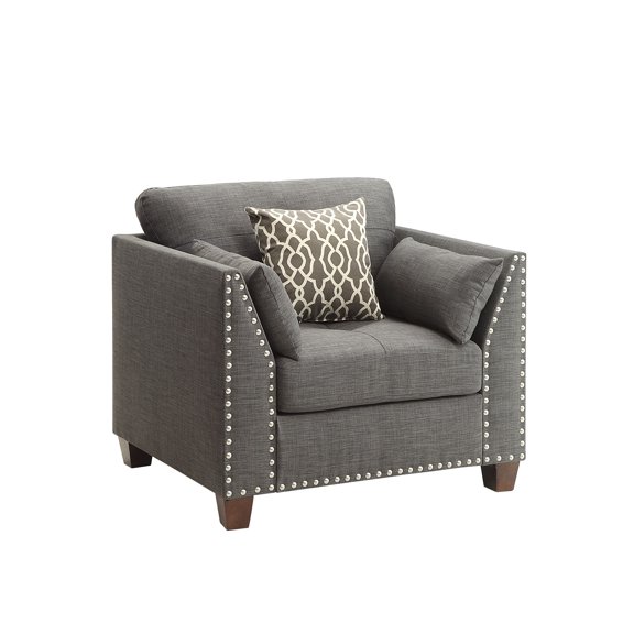Laurissa Light Charcoal Linen Chair W/3 Pillows