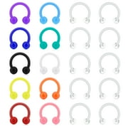 Lauritami, Bioflex Clear Multicolour Septum Nose Rings, 20 Pieces Pack
