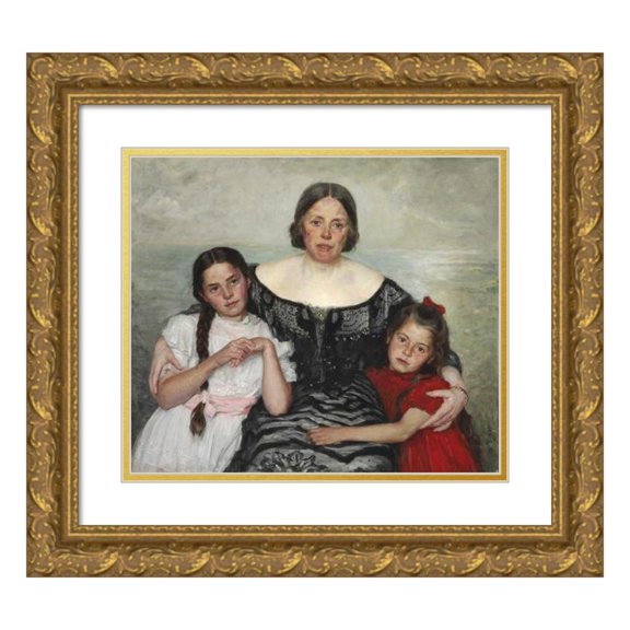 Laurits Tuxen 22x20 Gold Ornate Framed and Double Matted Museum Art Print Titled - Portrait Group. Frederikke Tuxen with Yvonne and Nina (1905)