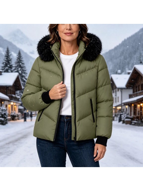 Women's Solid Color Casual Coat with Removable Hood, Everyday Outerwear