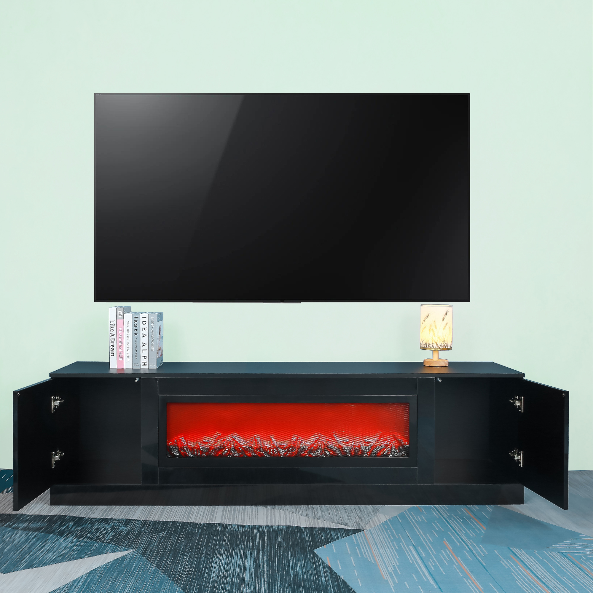 Lausatek Modern Wooden TV Stand for 75 Inch TV, Entertainment Center