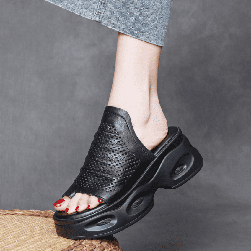 Women's Orthopedic Platform Sandals With Arch Support - Summer Wedge Slipper Shoes For Walking & Dressy Outfits