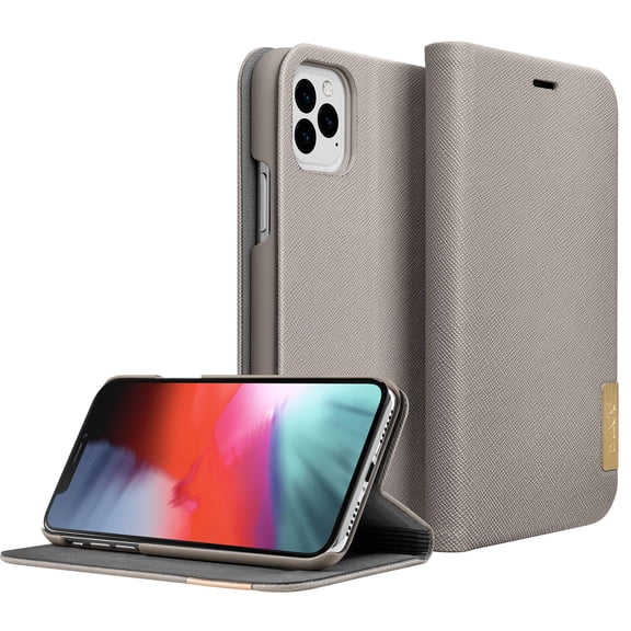Laut | Prestige Folio For Iphone 11 Pro | 2x Card Pockets | Saffiano Vegan Leather Taupe