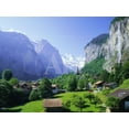 thumbnail image 1 of Lauterbrunnen and Staubbach Falls, Jungfrau Region, Swiss Alps, Switzerland, Europe, Scenic Unframed Photographic Print Wall Art by Roy Rainford Sold by ArtCom, 1 of 4