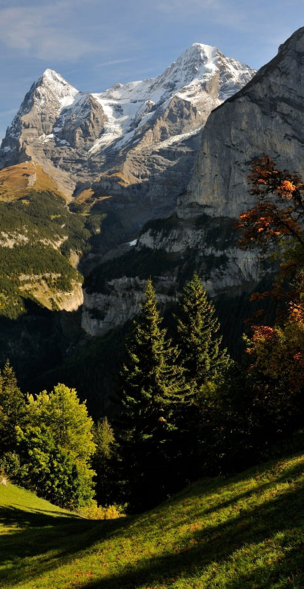 Lauterbrunnen Valley with Mt Eiger and Mt Monch in the background Murren Bernese Oberland Bern Switzerland Canvas Art - Panoramic Images (27 x 9)