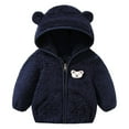 thumbnail image 1 of Lauty 18-24 Months Girl Clothing Baby Girls' Outerwear Jackets & Coats Toddler Baby Girls Boys Fleece Hoody Jacket Zip Up Teddy Coat Warm Winter Outwear Dark Blue 12-18 Months, 1 of 4