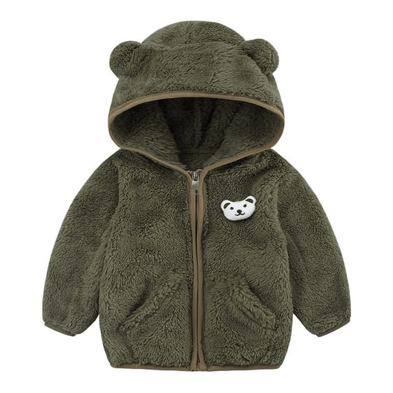 Lauty Baby Girl Coat 2T Winter Coat Girl Baby Boy Fleece Jacket Girl Winer Clothes Coat Toddler Boy's Clothing Sweater Green 12-18 Months