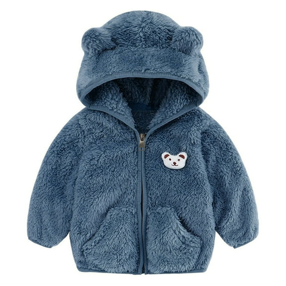 Lauty Baby Jacket 3-6 Months Baby Wearing Jacket Baby Boy Fleece Jacket Girl Winer Clothes Coat Toddler Boy's Clothing Sweater Blue 18-24 Months
