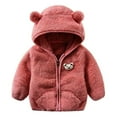 thumbnail image 1 of Lauty Hoodies For Girls Baby Boy Sweater Toddler Baby Girls Boys Fleece Hoody Jacket Zip Up Teddy Coat Warm Winter Outwear Red 12-18 Months, 1 of 4