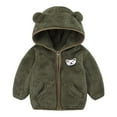 thumbnail image 1 of Lauty Toddler Boy Sweater Kids Fleece Jacket Toddler Boys Girls Hooded Jacket Fleece Hoodie Baby Winter Warm Solid Color Coat Zip-up Bear Ear Sweater Fall Clothes Green 6-12 Months, 1 of 4