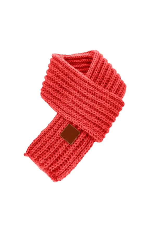 Kids Scarves White Neck Scarf Warm Kids Winter Knit Scarves Child Warm Scarf Neck Warmer for Toddlers Boys Girls Red