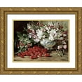 thumbnail image 1 of Laux, August 24x19 Gold Ornate Wood Framed with Double Matting Museum Art Print Titled - Raspberries and Sweet Pea, 1 of 4