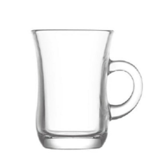 Lav Glass Tea Cups Set with Handle, Clear Tea Glasses Set of 6, 3.25 fl oz