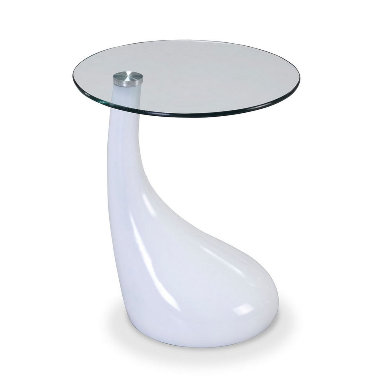 Lava 20" Round Tempered Glass Accent Table in White