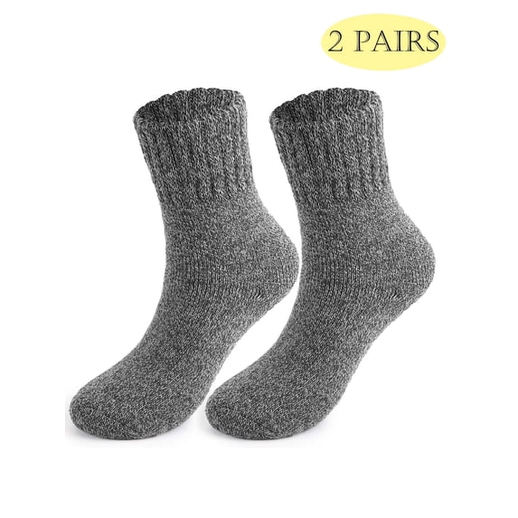 Lava 2 Pairs Wool Socks for Women Men Thick Thermal Hiking Winter Warm Crew Socks Heavy Soft Cozy Socks for Hiking Size 7-13 Dark Gray
