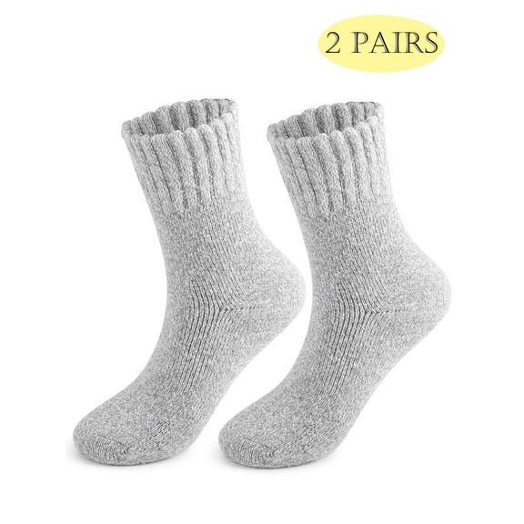 Lava 2 Pairs Wool Socks for Women Men Thick Thermal Hiking Winter Warm Crew Socks Heavy Soft Cozy Socks for Hiking Size 7-13 Gray