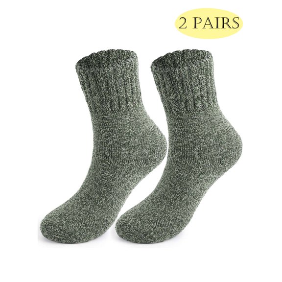 Lava 2 Pairs Wool Socks for Women Men Thick Thermal Hiking Winter Warm Crew Socks Heavy Soft Cozy Socks for Hiking Size 7-13 Green