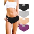 thumbnail image 1 of Lava 4 Packs Women Period Underwear High Waisted Leak-Proof Cotton Briefs Postpartum Menstrual Panties Gray, M, 1 of 10