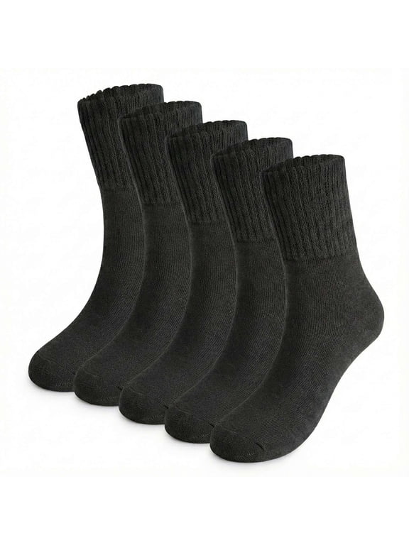 5 Pack Women's Thick Winter Socks, Warm Thermal Soft Crew Boot Socks(Black)