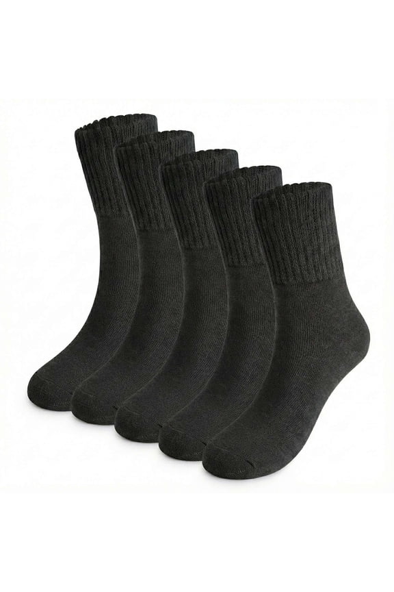 5 Pack Women's Thick Winter Socks, Warm Thermal Soft Crew Boot Socks(Black)