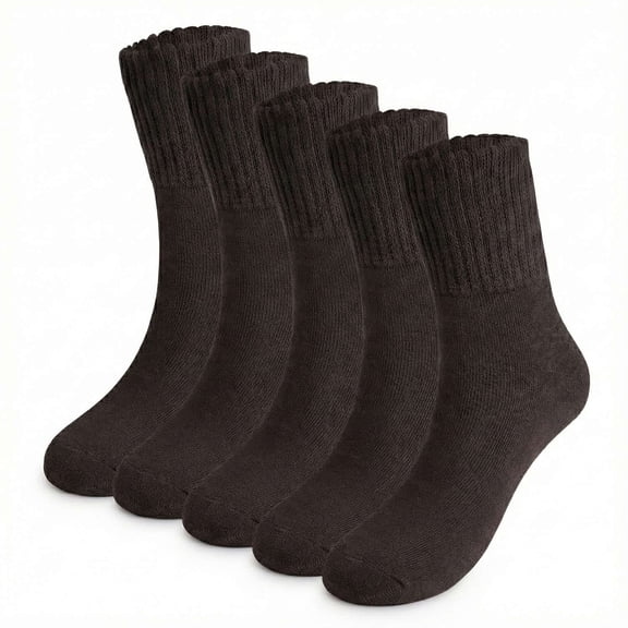Lava 5 Pack Women's Thick Winter Socks, Warm Thermal Soft Crew Boot Socks(Brown)