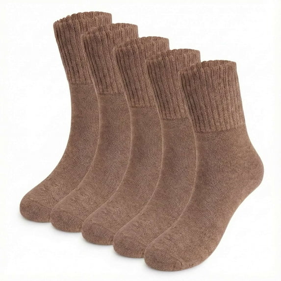 LAVA 5 Pack Women's Thick Winter Socks, Warm Thermal Soft Crew Boot Socks(Coffee)
