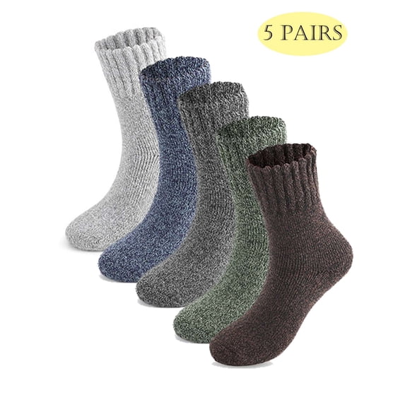Lava 5 Pairs Wool Socks for Women Men Thick Thermal Hiking Winter Warm Crew Socks Heavy Soft Cozy Socks for Hiking Size 7-13